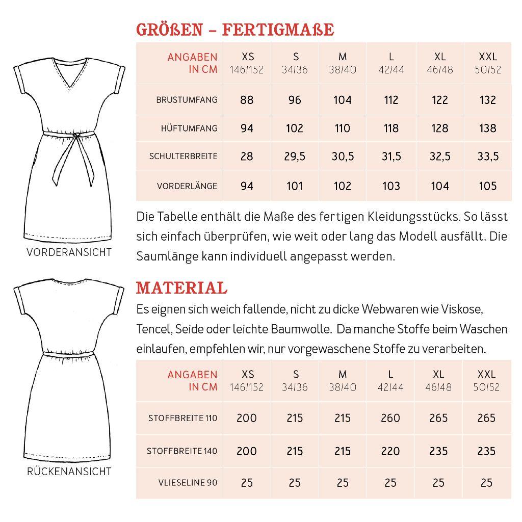 Papierschnittmuster Kleid Frau Vikki XS-XXL